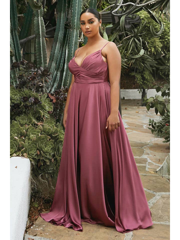 Ladivine by Cinderella Divine - Wholesale Gown - Women's - Sweetheart Neckline Soft Satin A-Line Curvy Fit2