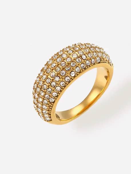 Pavé Dome Ring- Steel 14K for wholesale by HoopLa