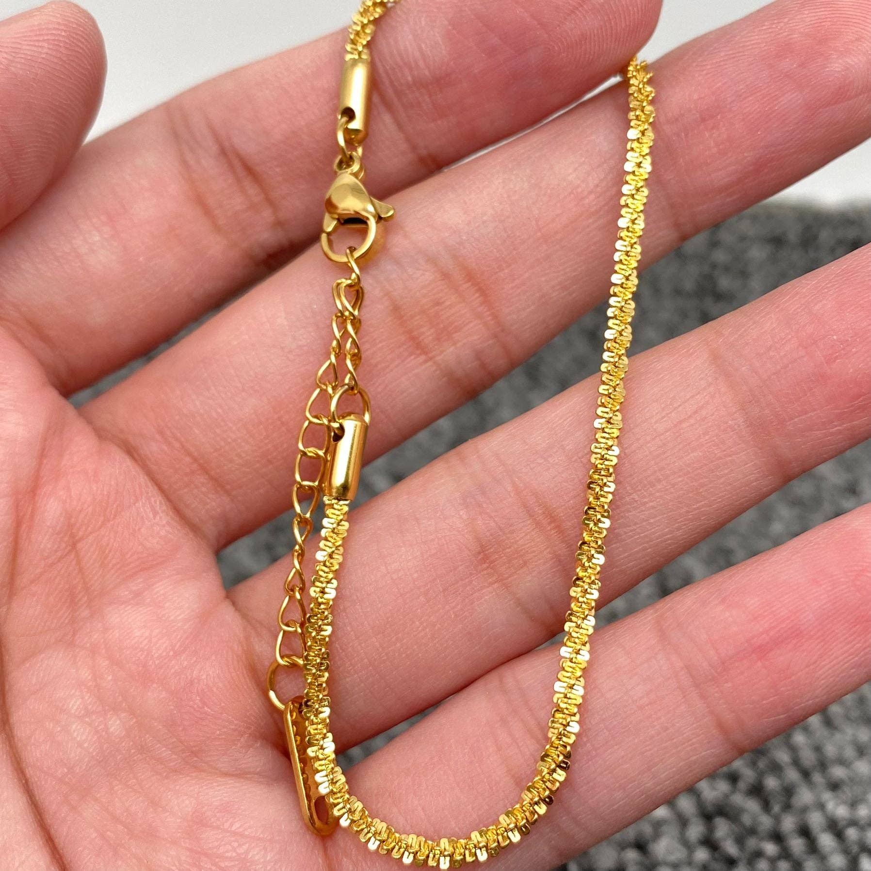 Mio Queena - Wholesale Link & Chain Necklace - Multi Style 18K Golden SS bracelet Chain DIY Accessories-FGS15