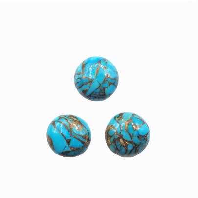 Blue Copper Turquoise Cabs Round 10mm for wholesale by GTG Gems Corp