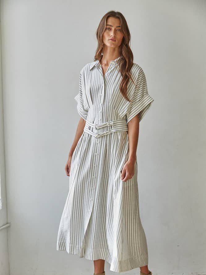 L9942 | Woven Rayon Polyester Striped Shirtdress for wholesale by By Together