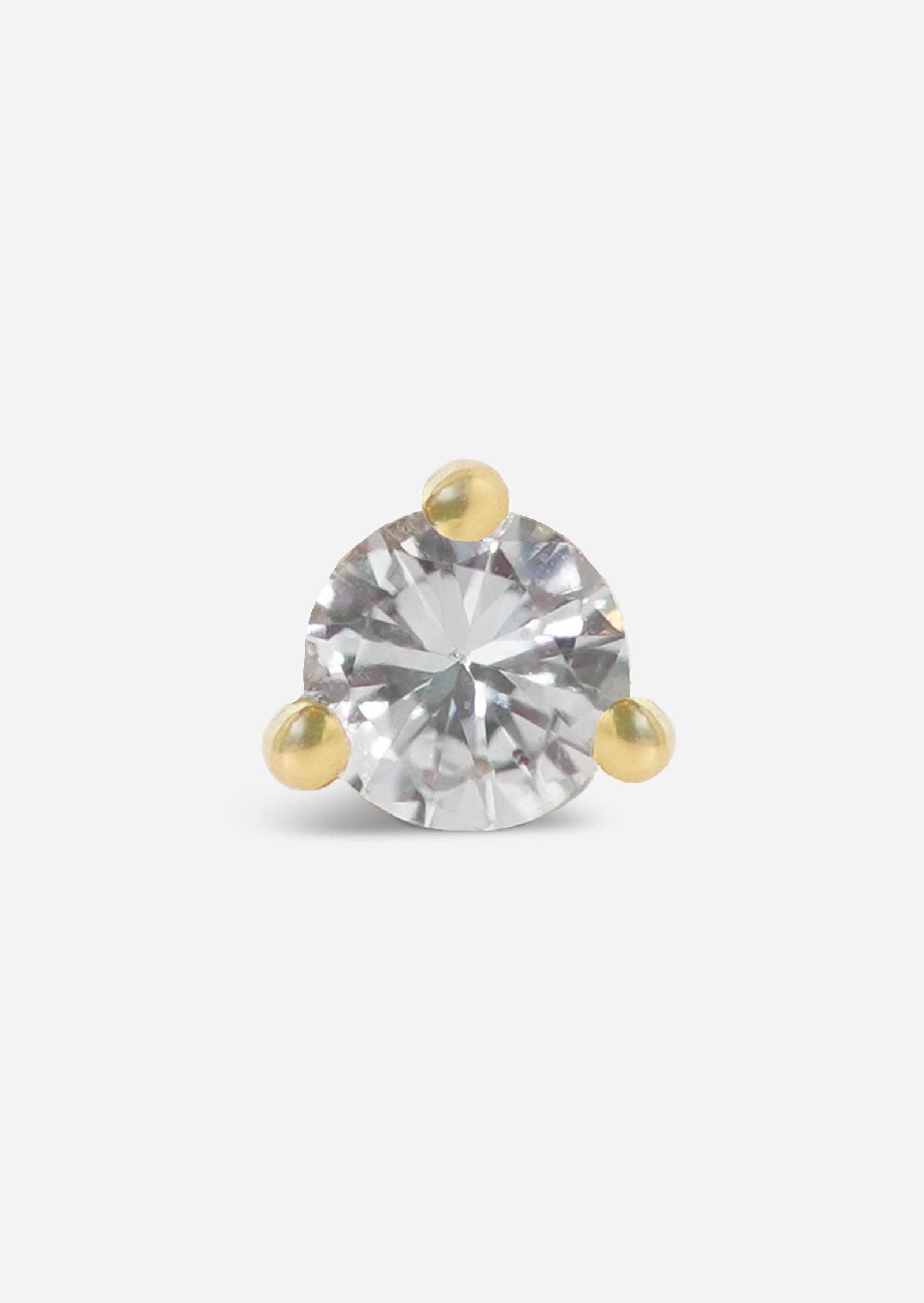 Porter Lyons - Wholesale Stud/Post Earrings - 3mm Round Diamond Threaded Flat Back Earring | Single