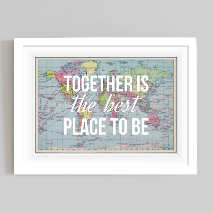 'Together Is The Best Place To Be' Personalised World Map Pr for wholesale by Of Life & Lemons