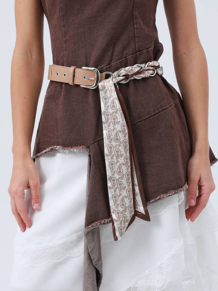 Studded Vegan Leather Belt – Satin Accent Waistband for wholesale by Leto Accessories