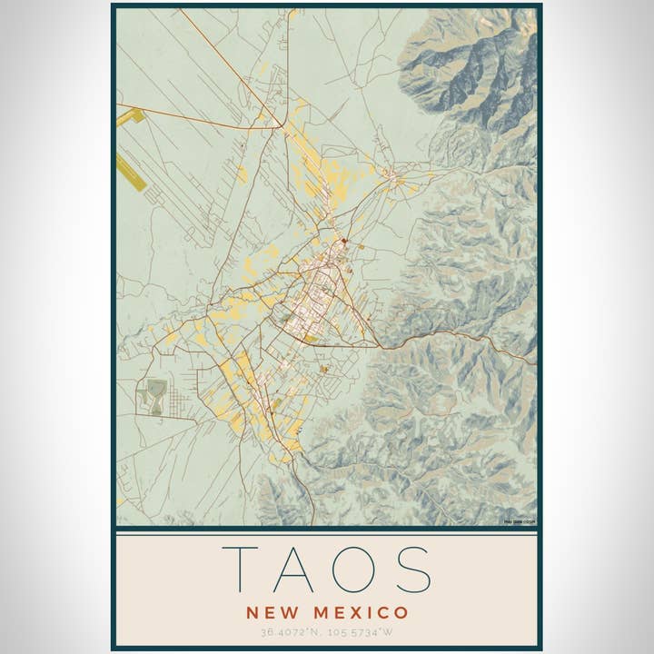 JACE.design - Wholesale Art Print - Taos NM Map Print Woodblock3