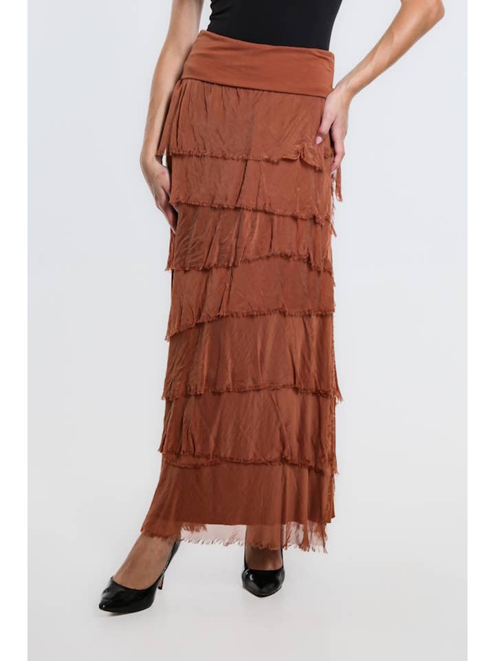 TINA Stephens Italy/Tees By Tina - Wholesale Skirt - Women's - Elisa Silk Ruffle Skirt (SL201)39