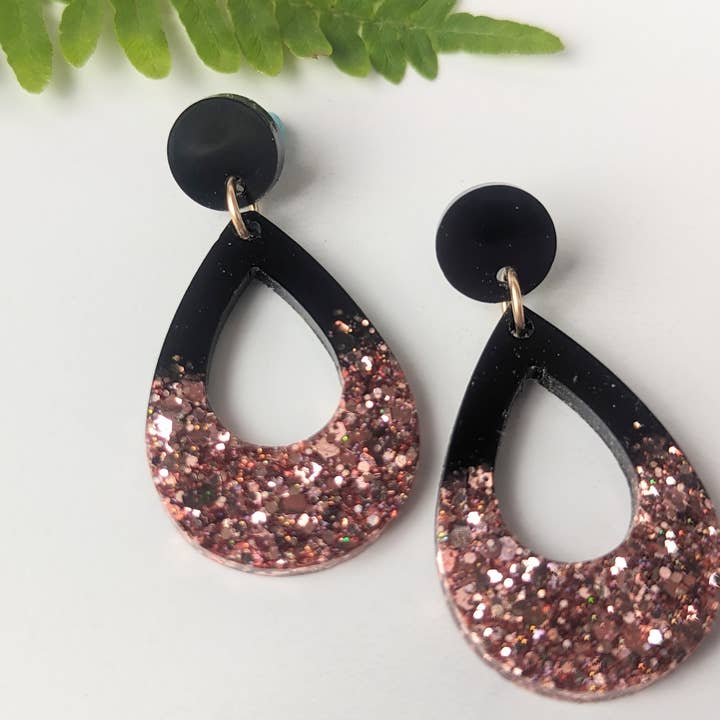 Black Teardrop Handmade Resin Earrings for wholesale by Studio 309 Designs