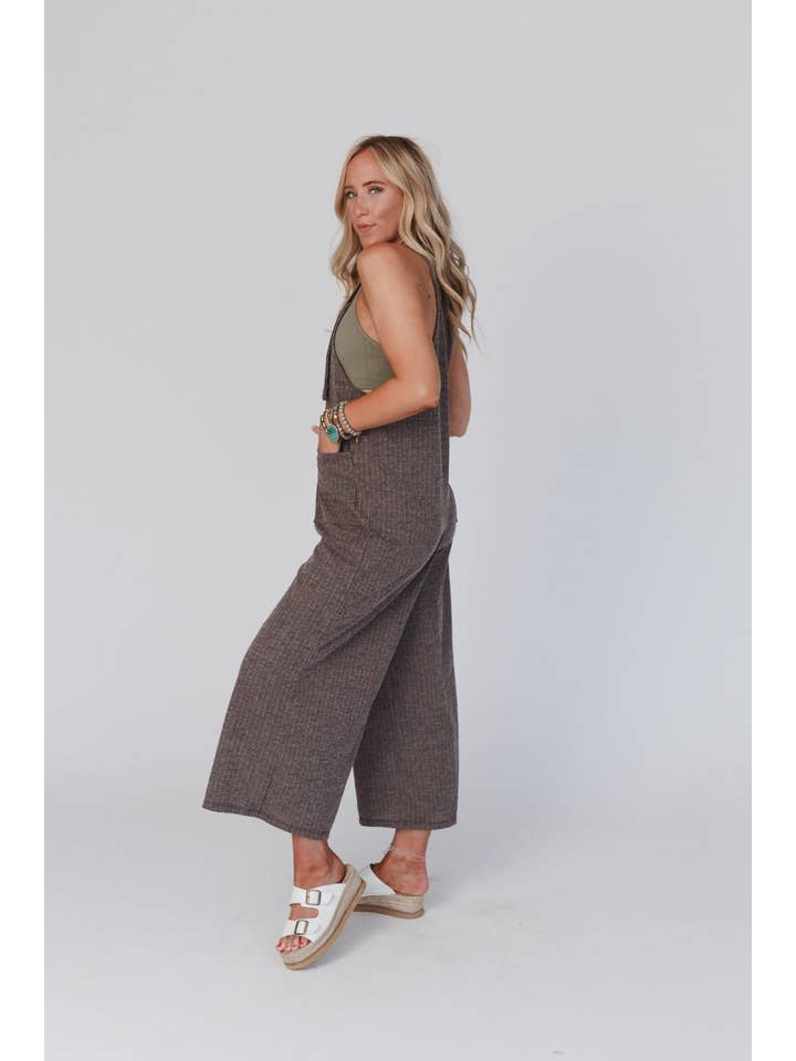Three Bird Nest - Wholesale Overalls - Women's - High Hopes Button Up Overalls - Brown