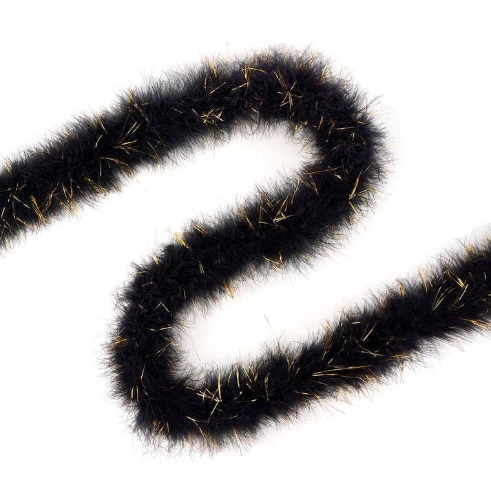 Zucker Feather Products – wholesale Dräkt – Dam – Full Marabou Fjäderboa med Lurex - Svart/Guld Lurex0