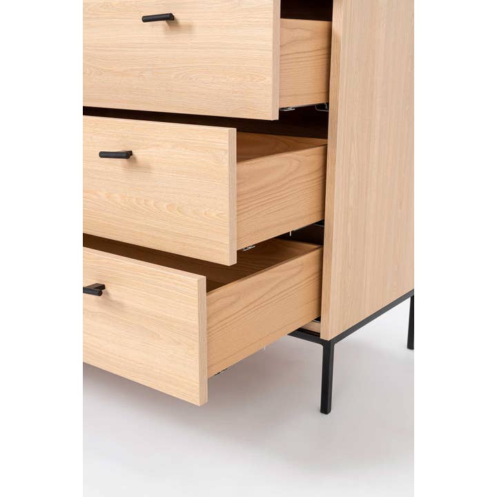 Gdeco - Wholesale Bedroom Furniture - Commode with 4 Drawers. Melamine 19 Mm Oak.