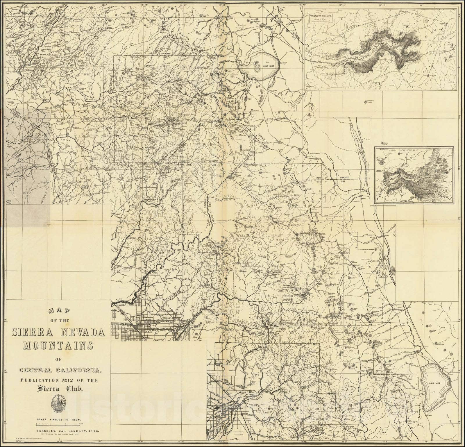 Historic Pictoric – Großhandel Karten – Historische Karte der Sierra-Nevada-Berge, Kalifornien, von 18961