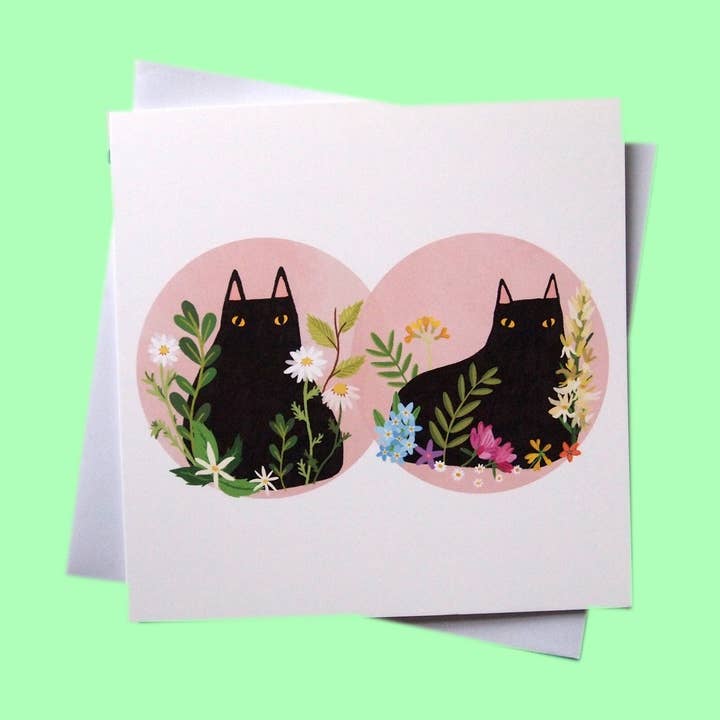 Svart katt hälsningskort, tomt inuti för wholesale av I LIKE CATS