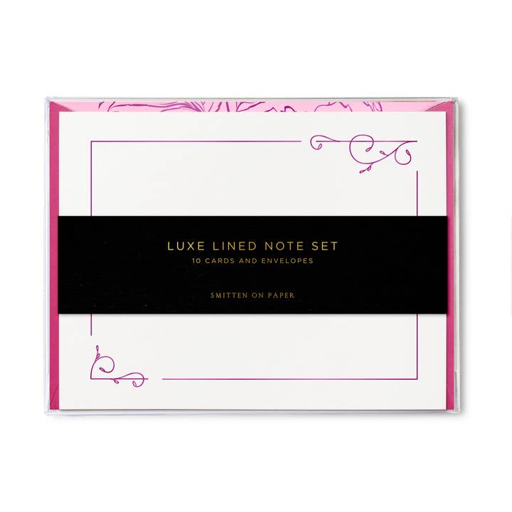 Smitten on Paper - Vendita all'ingrosso Set di cartoleria/cancelleria - Set di note a righe Peony Berry Luxe