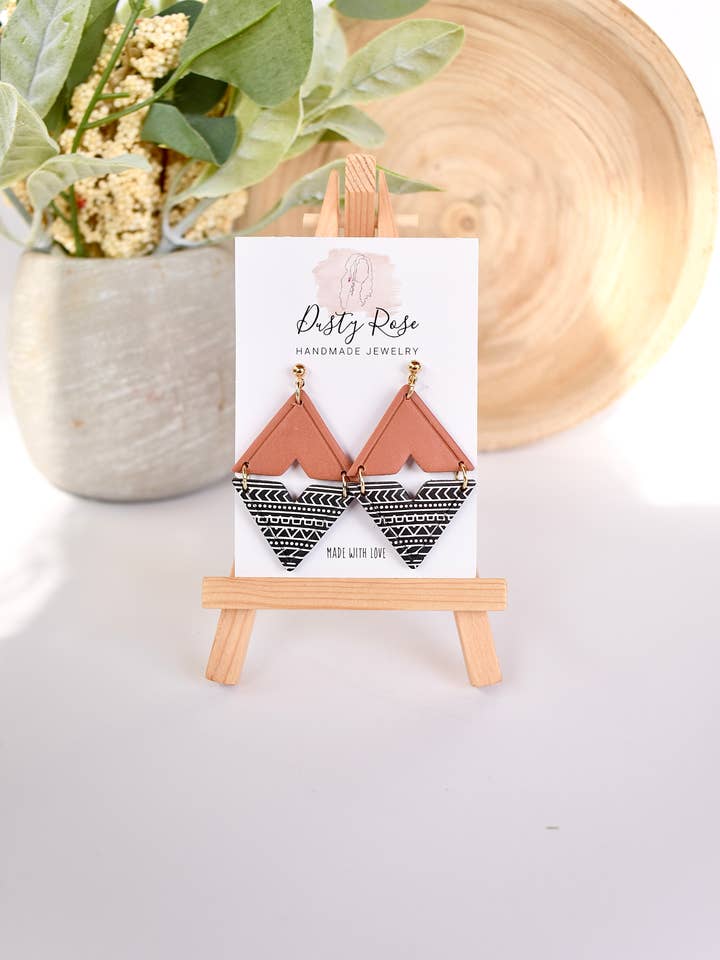 Arabian Nights- Terracotta & Black Clay Earrings for wholesale by Dusty Rose Creations