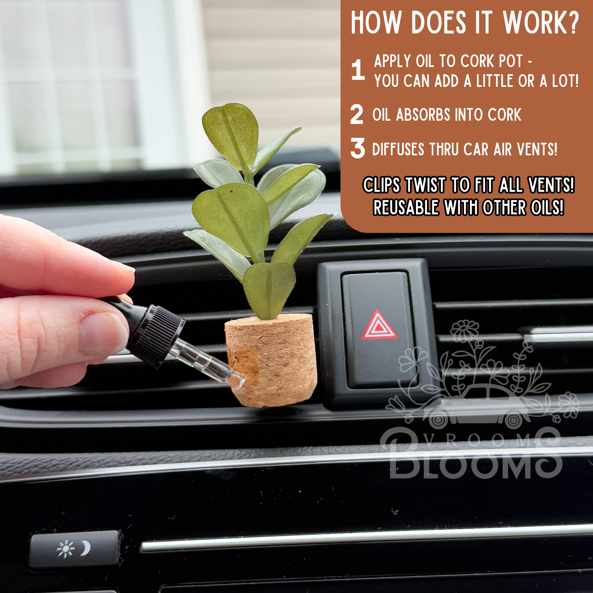 Vroom Blooms – wholesale Car Freshener - Unisex – Aqua Succulent Vent Clip Car Air Freshener Diffuser Reusable6