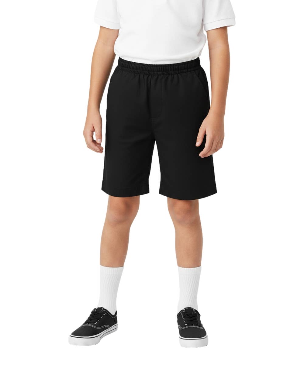 Negro Pantalones cortos negros para niños con cintura elástica, tallas 4-16 de venta al por mayor en Faire4