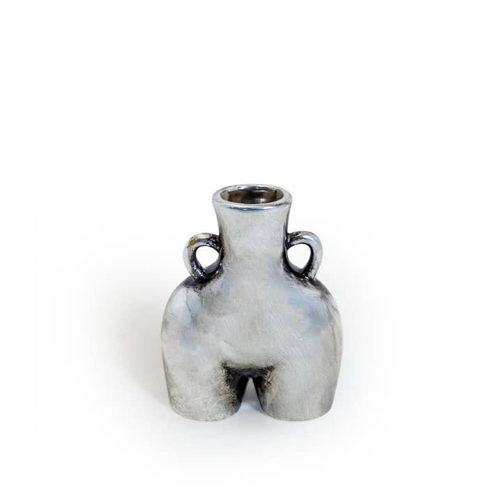 Antique Silver Small "Love Handles" Booty Vase for wholesale by McGowan & Rutherford Ltd