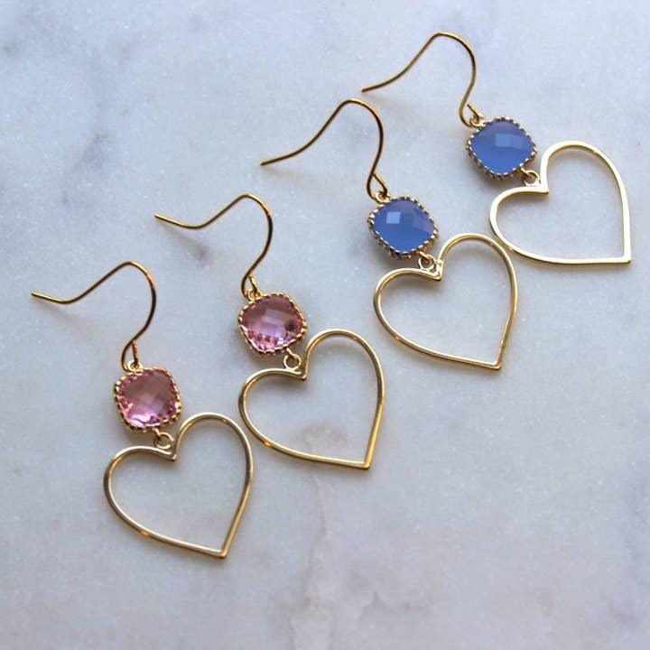 Boucles d'oreilles en or en forme de cœur, bijoux en forme de cœur, cœur rose, Barbie pour la vente par Laalee Jewelry