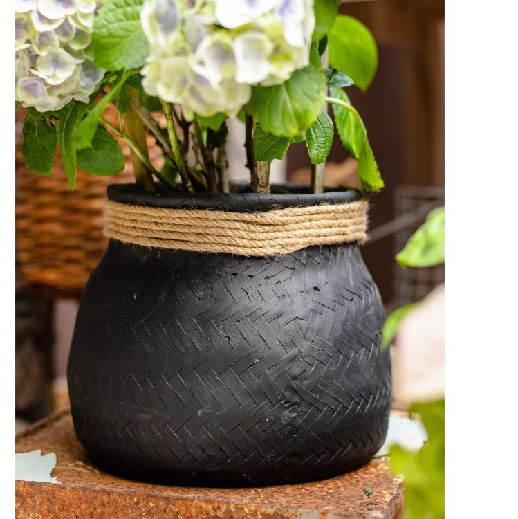 Rustic Reach - Wholesale Plant Pot - Faux Bamboo Woven Cement Planter10