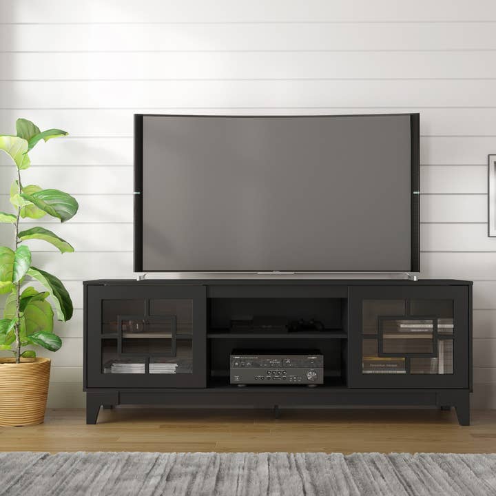 Nexera 402733 Magnolia TV Stand, 72-inch, Black for wholesale by Nexera