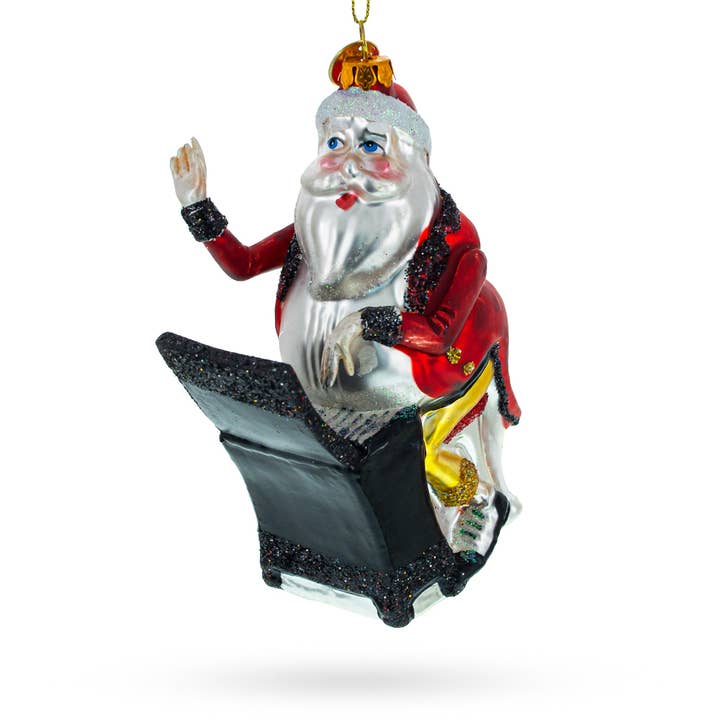 Santa Piano Performance Glass Ornament for wholesale by BestPysanky