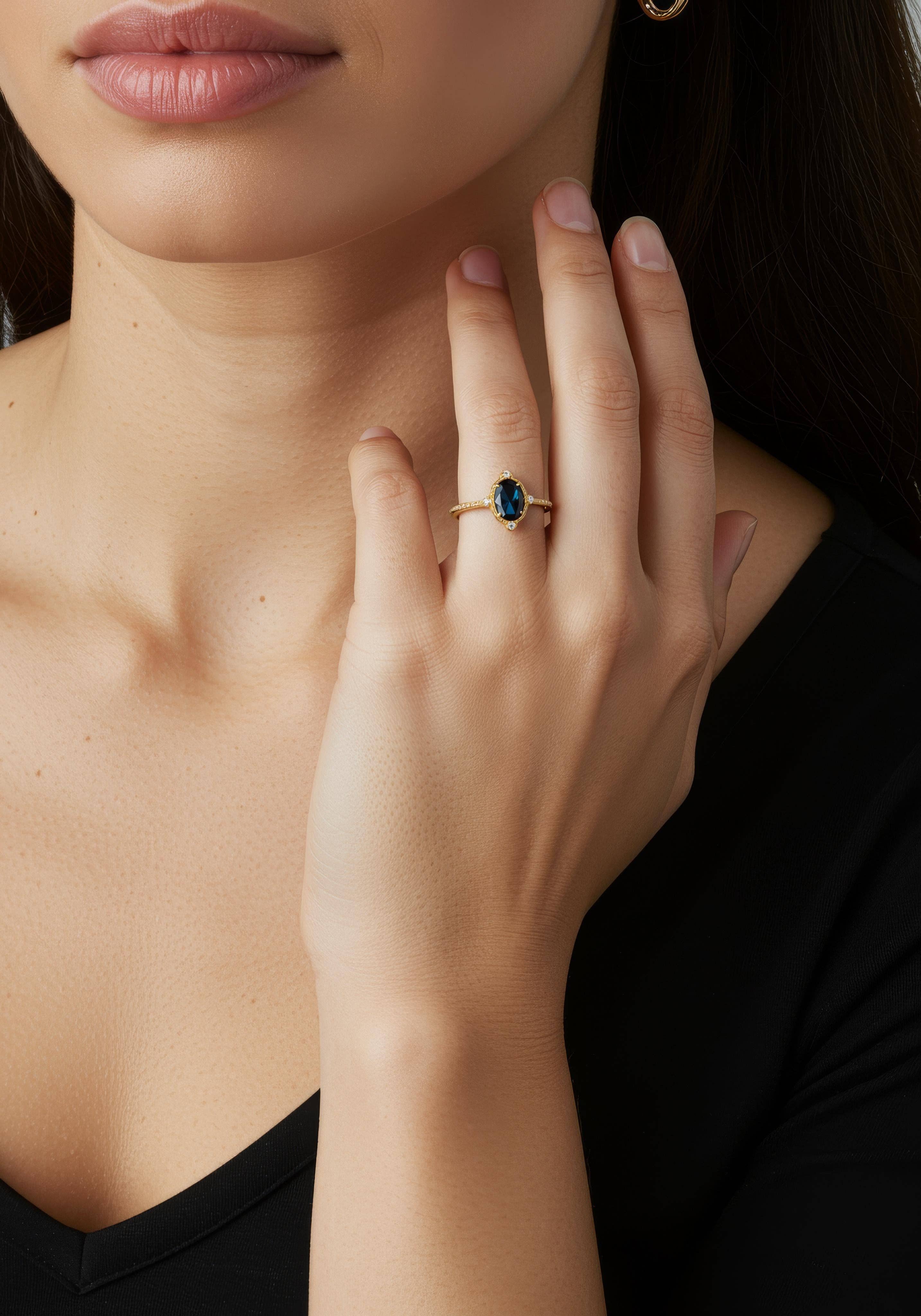 Vivian Grace Jewelry - Wholesale Cocktail/Statement Ring - Ocean Versailles Ring- 14k Gold Vermeil1