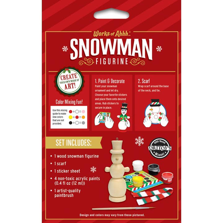 Masterpieces Puzzles - Wholesale DIY Craft Kit - Kids - Snowman Ornament Wood Paint Kit2