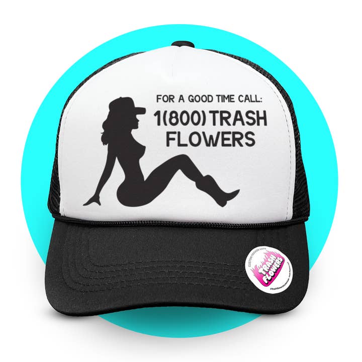 Trash Flowers Trucker Hats – wholesale Trucker hat – Unisex – Trash-Flowers Mud Flap Trucker Hat