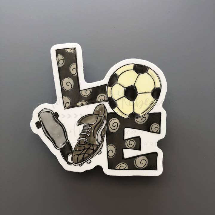 LOVE Fußball-Aufkleber für den Großhandel von Doodles By Rebekah