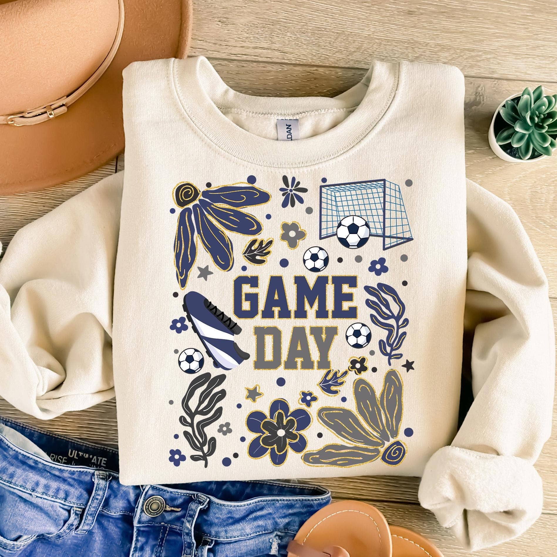 NVC Ecommerce LLC - Wholesale Graphic Sweatshirt - Women's - Glitter Soccer T-Shirt, Game Day, Soccer Coquette Sweater3