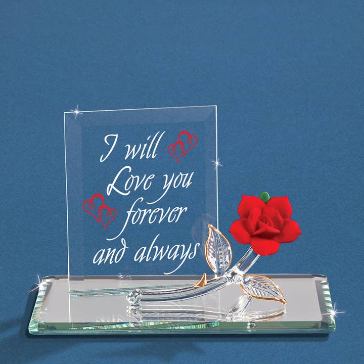 Glass Baron – wholesale Decorative tabletop object – EM3 804: Forever Red Rose