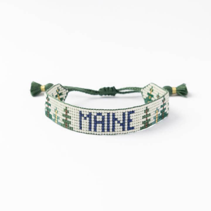Gabby "Maine" With Trees Adjustable Beaded Bracelet for wholesale by INK + ALLOY