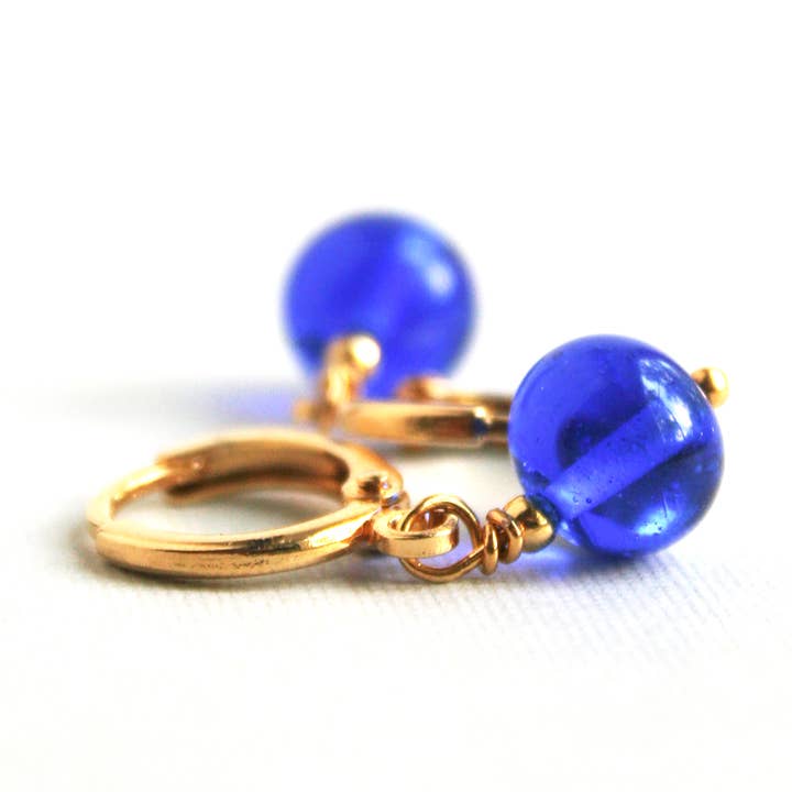 Laura Stark Designs - Wholesale Hoop Earrings - Cobalt Blue Huggie Hoops0