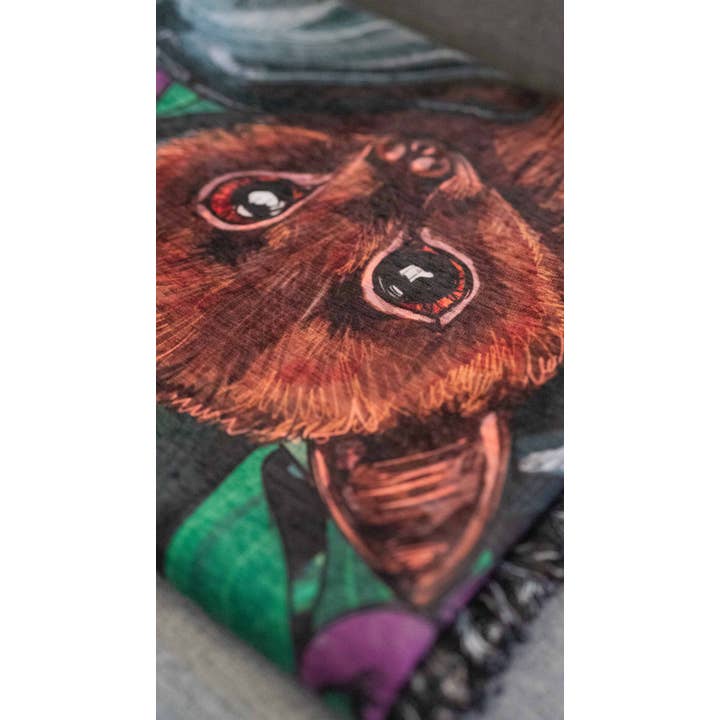 Eagle Rock Werkshop® - Wholesale Tapestry/Textile - Spooky Season - Fruit Bat - Chenille Tapestry with Tassels4