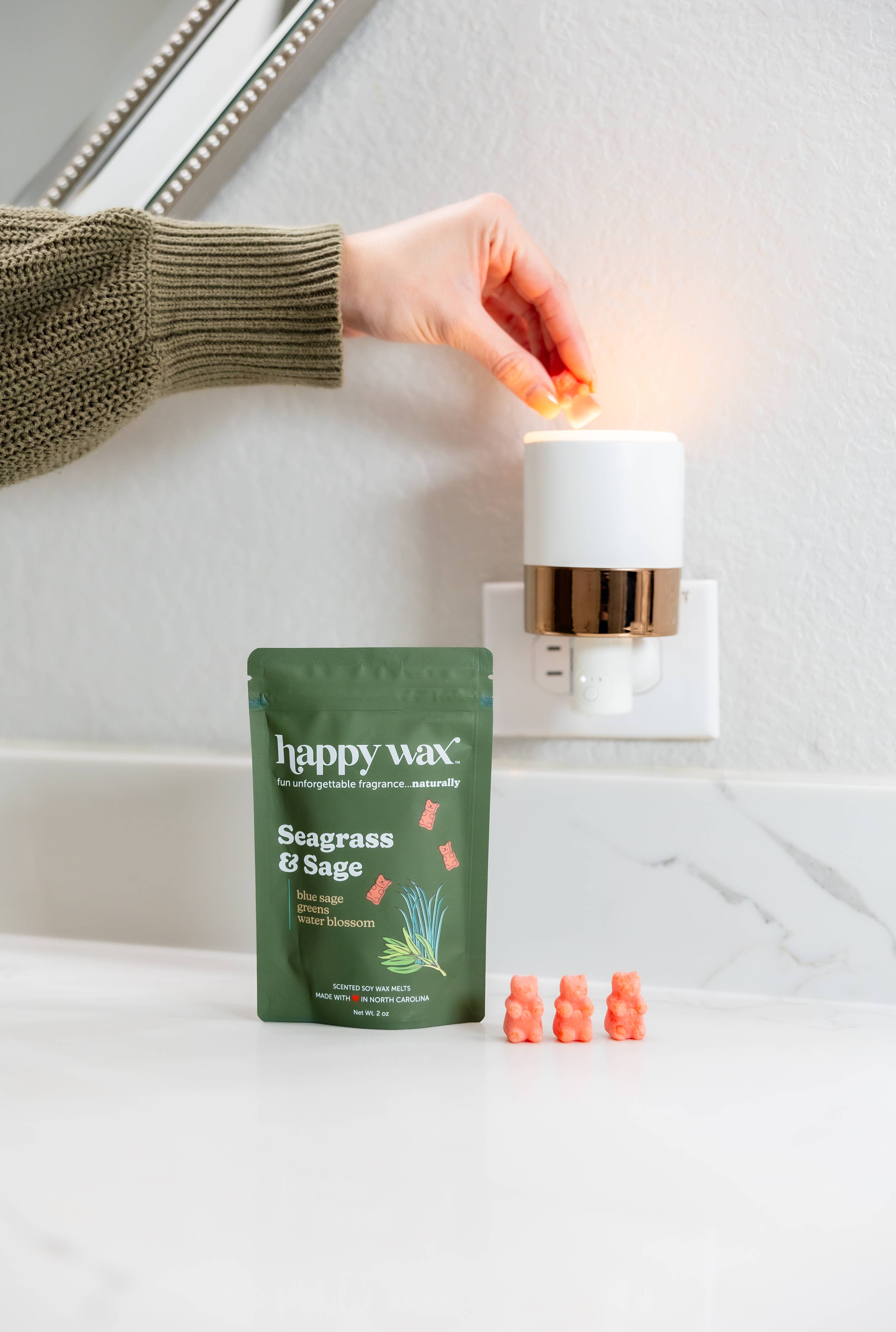 Happy Wax – Engroshandel Smeltevoks – Seagrass & Sage Wax smelter - Prøvepose (2 oz)2