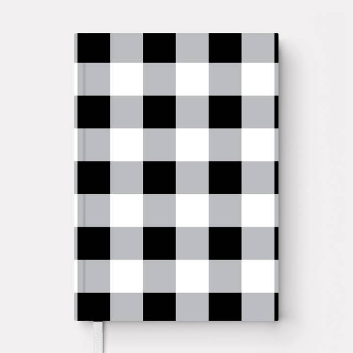 Black Gingham Hard Cover Journal - 2 sizes for wholesale by Patterned Goods