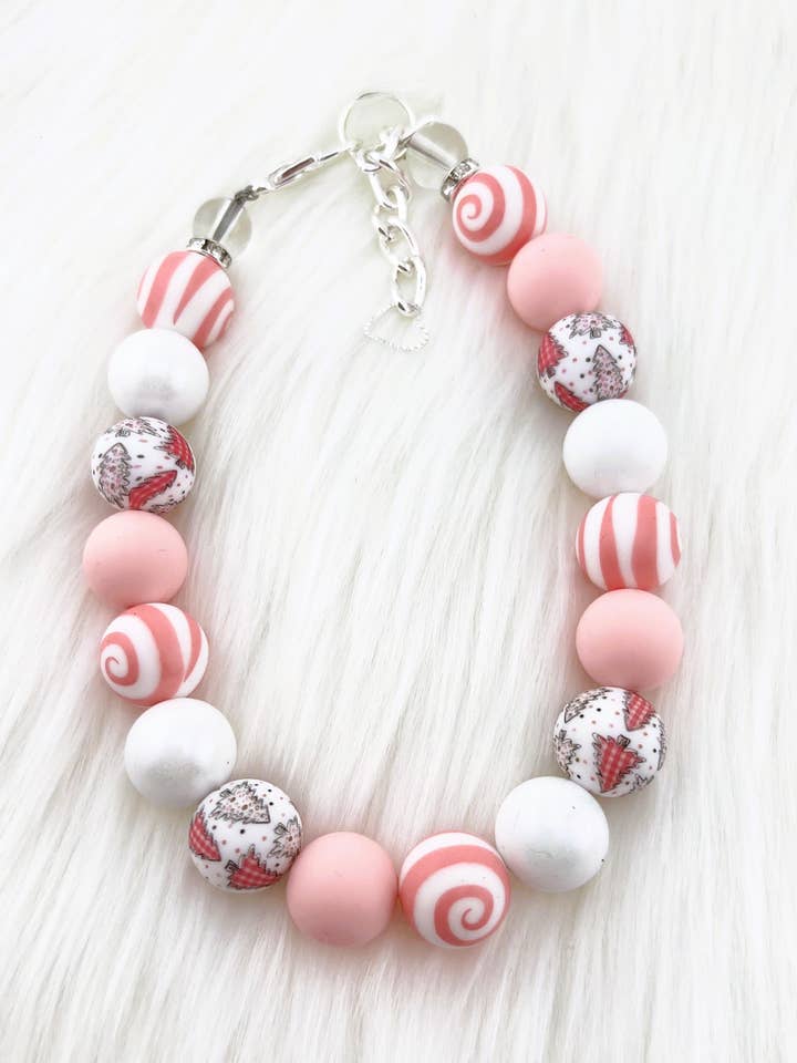 15mm SILIKON ROSA WEIHNACHTSBAUM HUNDEHALSKETTE für den Großhandel von My Trendy Little Pup