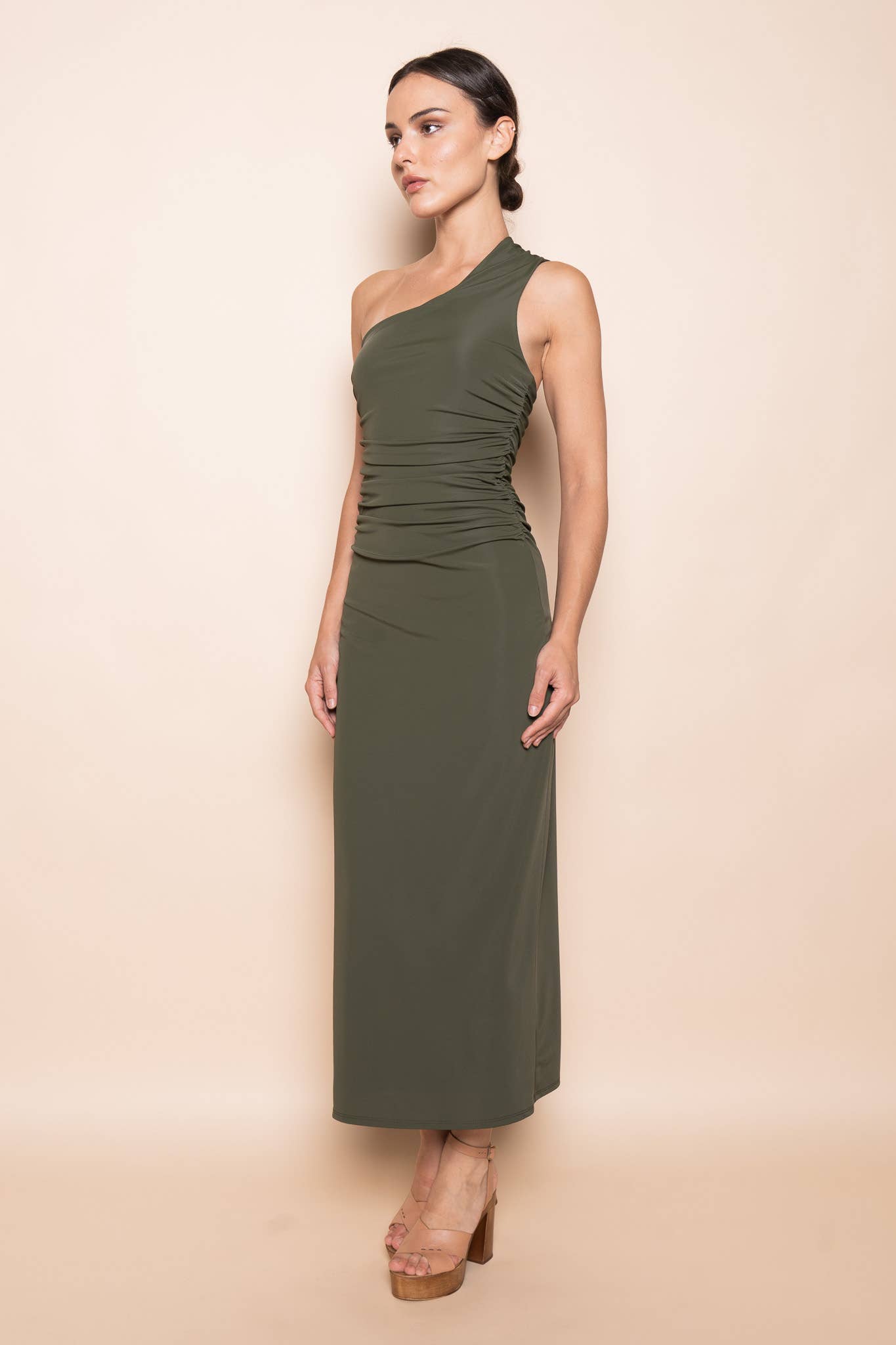 Fore Collection - Wholesale Dress - Women's - ONE SHOULDER BACK BUCKLE DETAIL MAXI DRESS- DD10838FO8