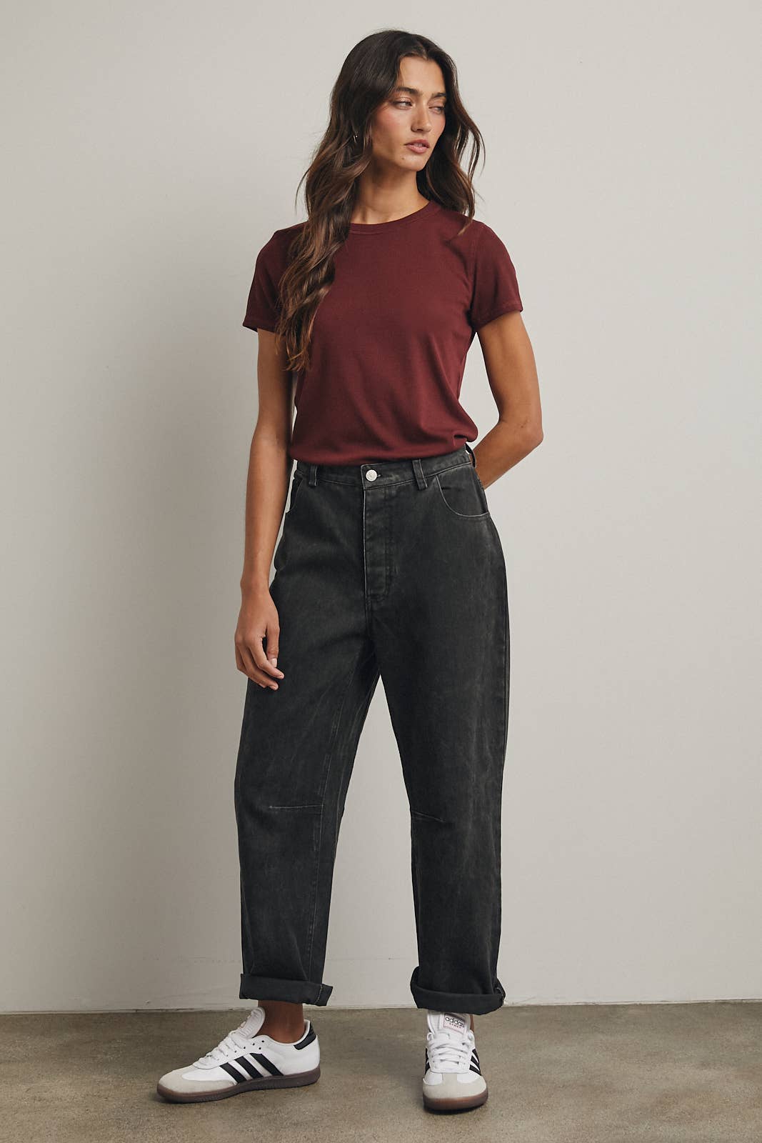 Wishlist Apparel – T-shirt – Mulher por atacado – Camiseta básica canelada de malha / WL18-171445