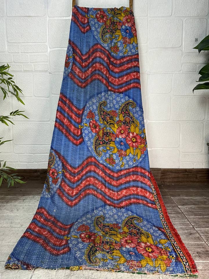 Vintage Kantha Throw Reversible Handstitched Sofa Throw Quil for wholesale by The Eastern Loom