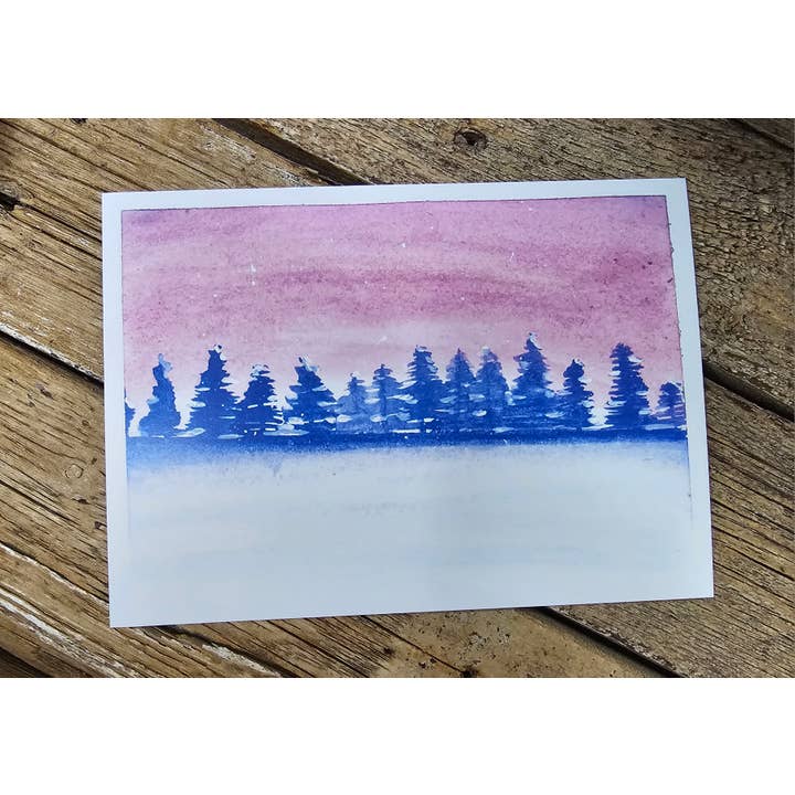 Survivors Alliance for Growth and Employment - Wholesale Art Print - Pink Sky Winter Scene Watercolor Prints -Set of 2