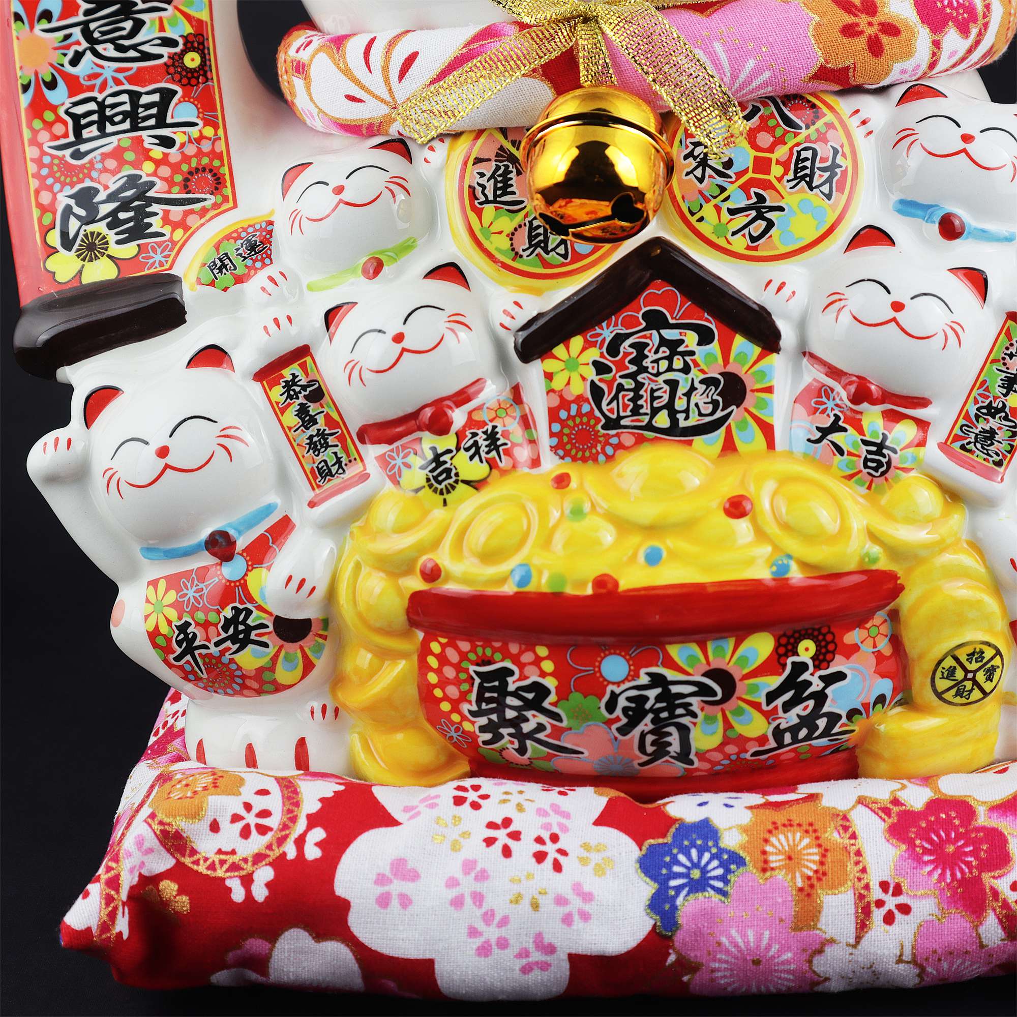 Tribal Trade GmbH - Wholesale Decorative Figurine - Lucky cat Maneki-neko wave cat porcelain 30cm white 088