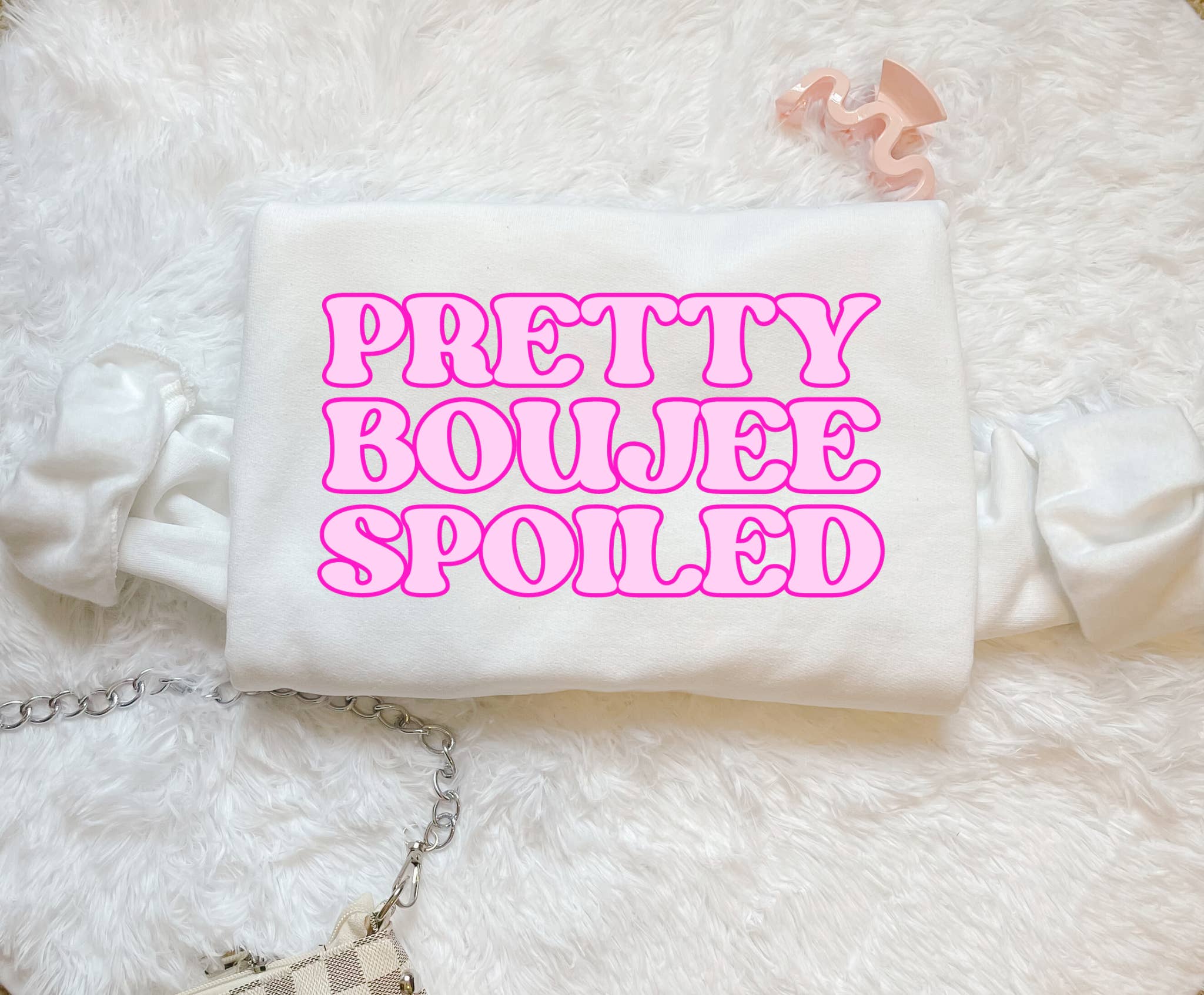 XO Wholesale - Wholesale Screen Printed T-Shirt - Women's - Pretty Boujee Spoiled Preppy Graphic Tee/Sweatshirt