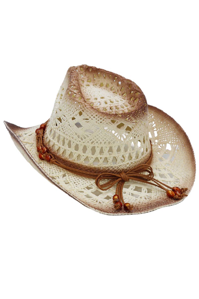 Cap Zone - Wholesale Cowboy Hat - Women's - Beaded Crochet Crushable Straw Cowboy Hat10