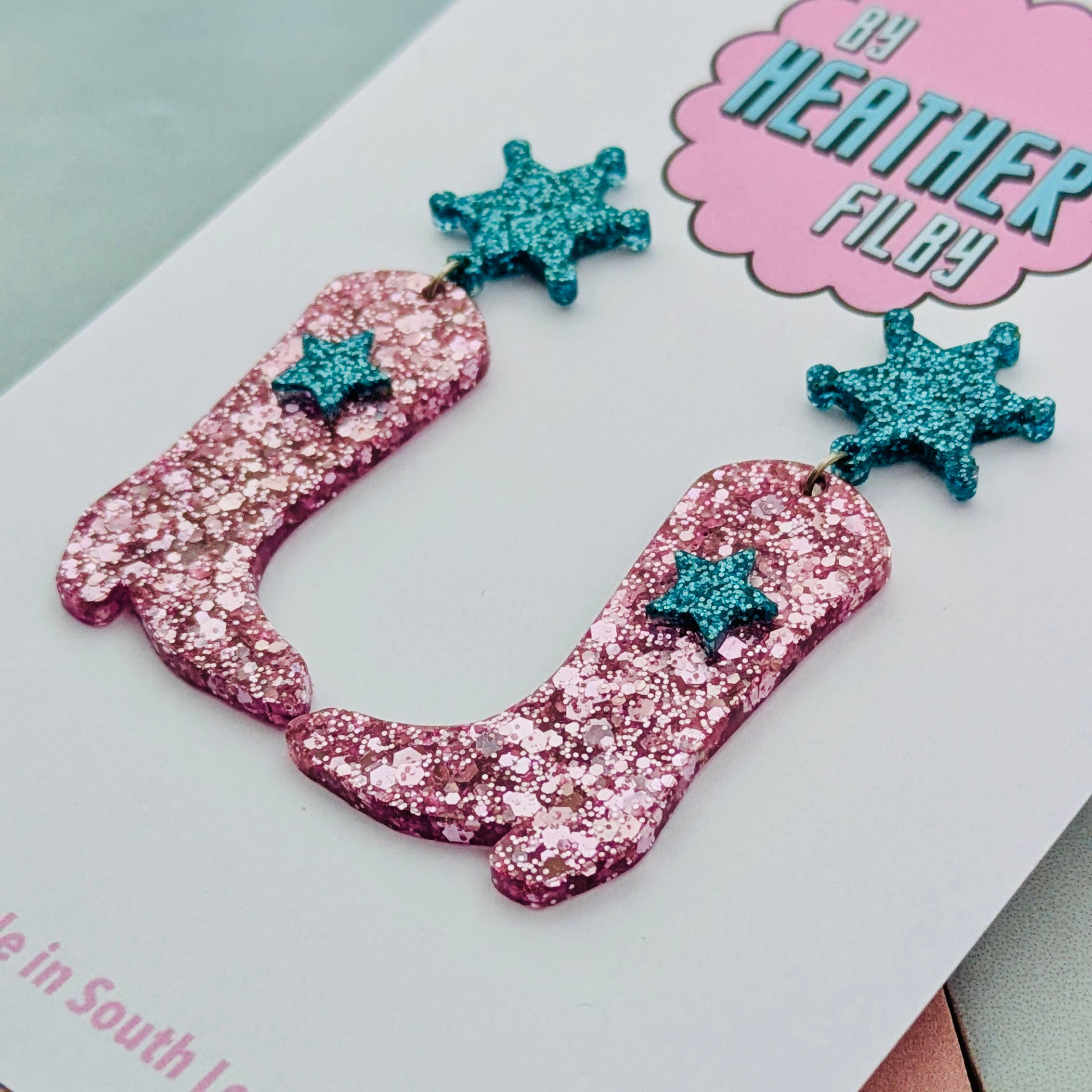 By Heather Filby - Wholesale Dangle Earrings - Cowboy Boot Glitter Earrings (MORE COLOURS) - Best Seller10