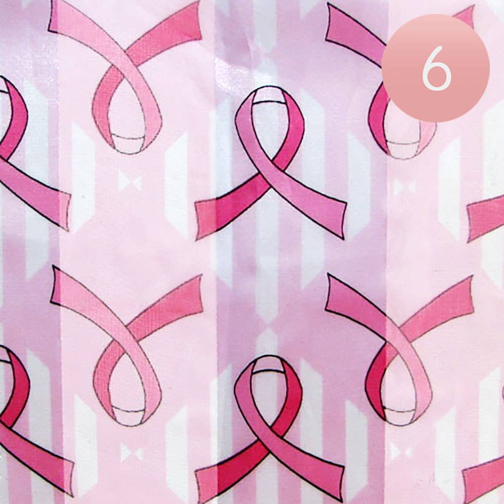 Sensibling Corp. - Wholesale Scarf - Women's - 6PCS - Silk Feel Satin Striped Pink Ribbon Pattern Printed Scarves4