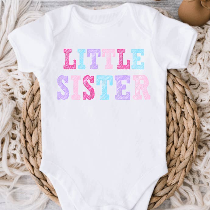 Little Sister Birth Announcement Baby Onesie for wholesale by AvaryMaeInspirations