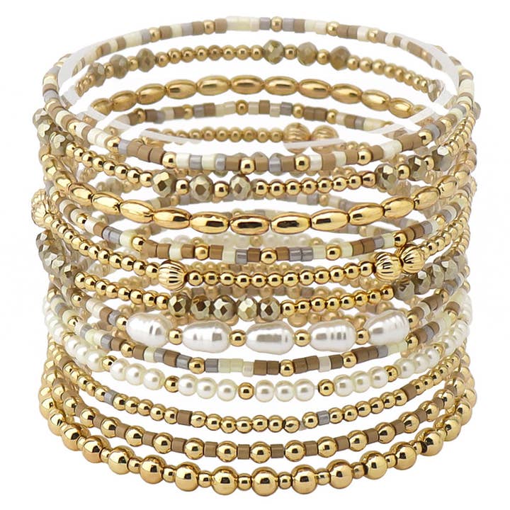 MIXED BEAD BRACELET SET, AB 6228 for wholesale by JOIA ACCESSORIES