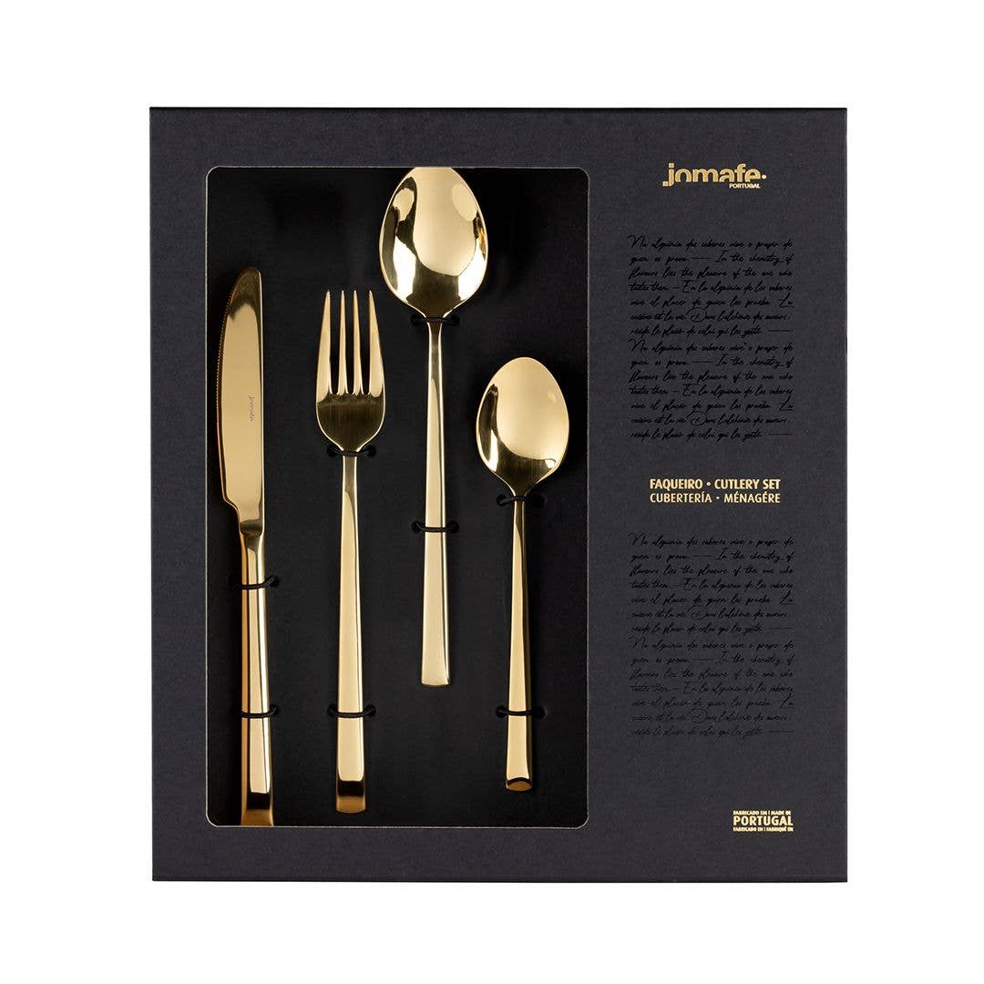 Jomafe - Vente Sets de couverts - Service de couverts Viena 16 pièces en acier inoxydable doré brillant2