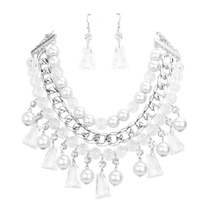 Madeline Love - Wholesale Jewelry Set - Pearl Lucite Bead Statement Necklace1